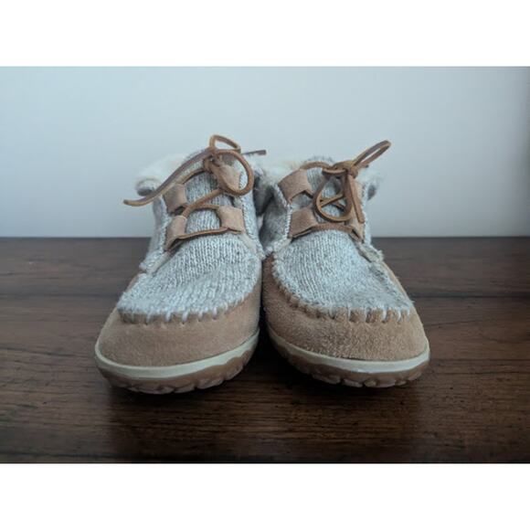Minnetonka Womens Torrey Tan Knit Bootie Slippers Shoes 7M - Picture 6 of 10